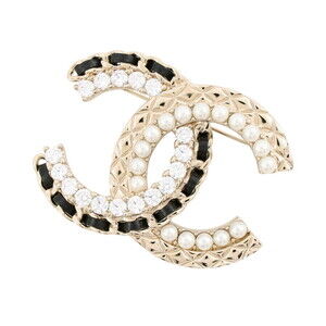 Chanel Brooch, Coco Mark Rhinestone, Faux Pearl, Lambskin, B25V AB8609 CHANEL...